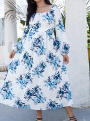 Floral Print Long Sleeve Maxi Dress Plus Size