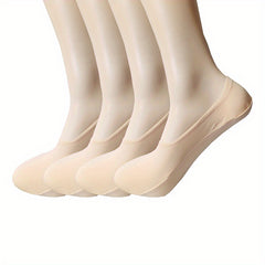 4 Pairs Solid Ankle Socks Women's Stockings