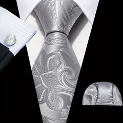 Barry Wang Men's Green Paisley Floral Tie Set