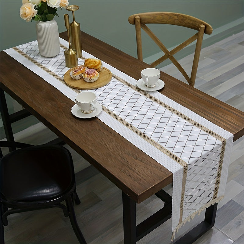 Farmhouse Style Table Runner Set with Prismatic Lace and Burlap - Home Decor