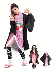 Girls Anime Cosplay Kimono Uniform Set For Kid