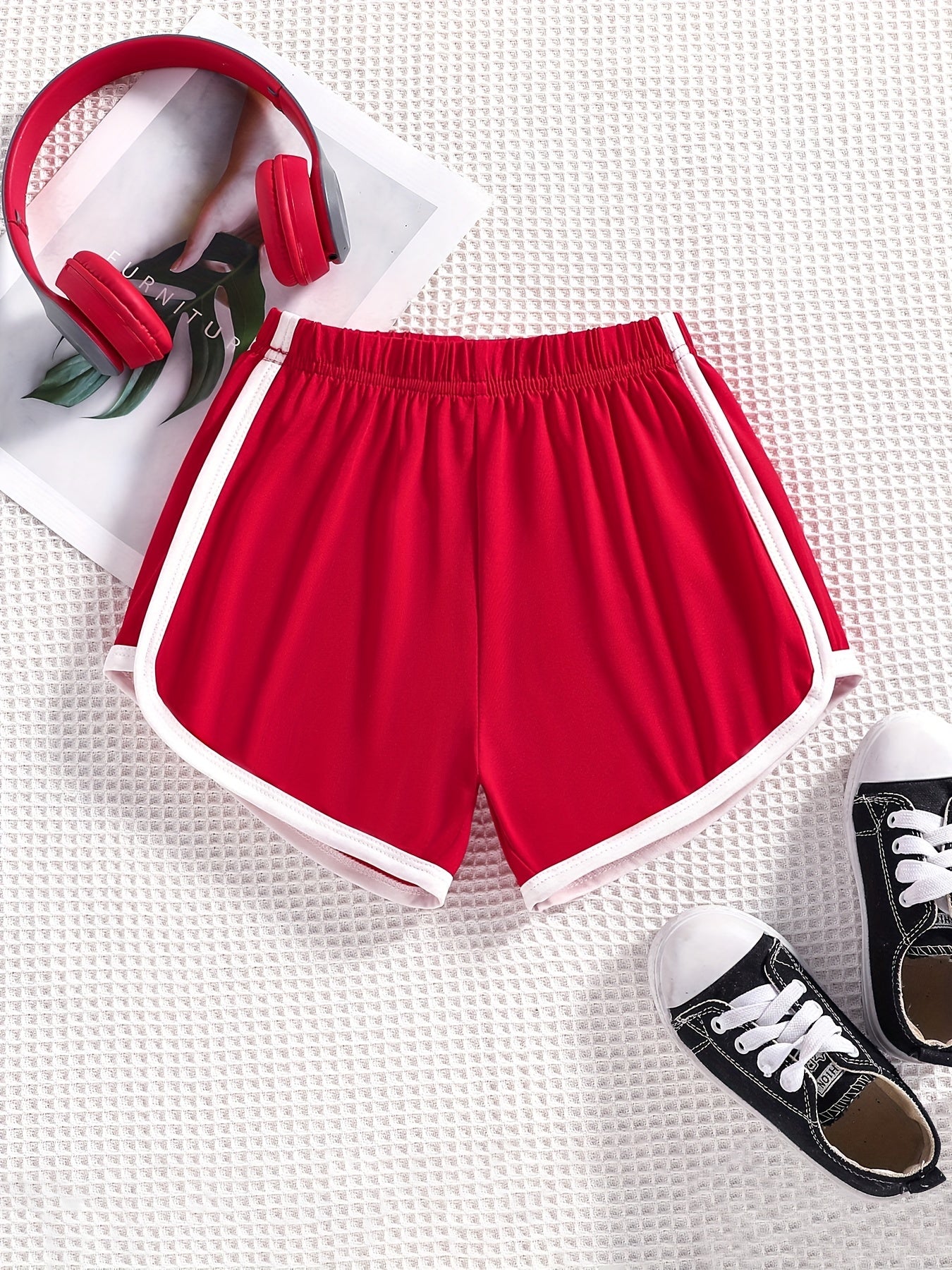 Girls' Basic Shorts Contrast Binding Comfortable And Breathable