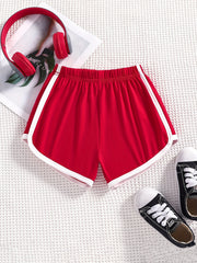 Girls' Basic Shorts Contrast Binding Comfortable And Breathable