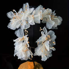 Flower Headband Mesh Bridal Head Piece Floral Yarn Head Decoration