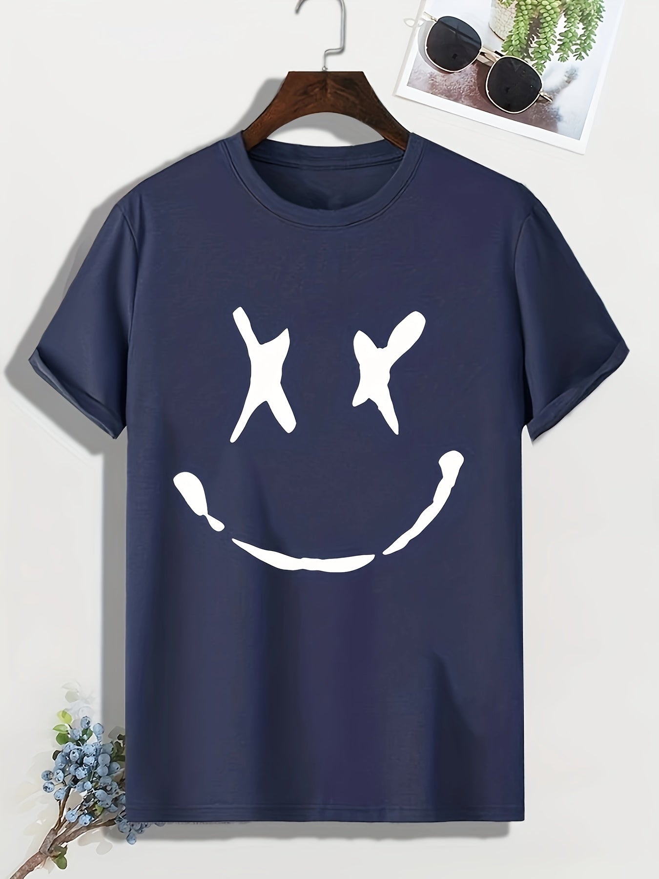 Men's Graffiti Face Print T-Shirt Crew Neck Tee for Summer Outdoor