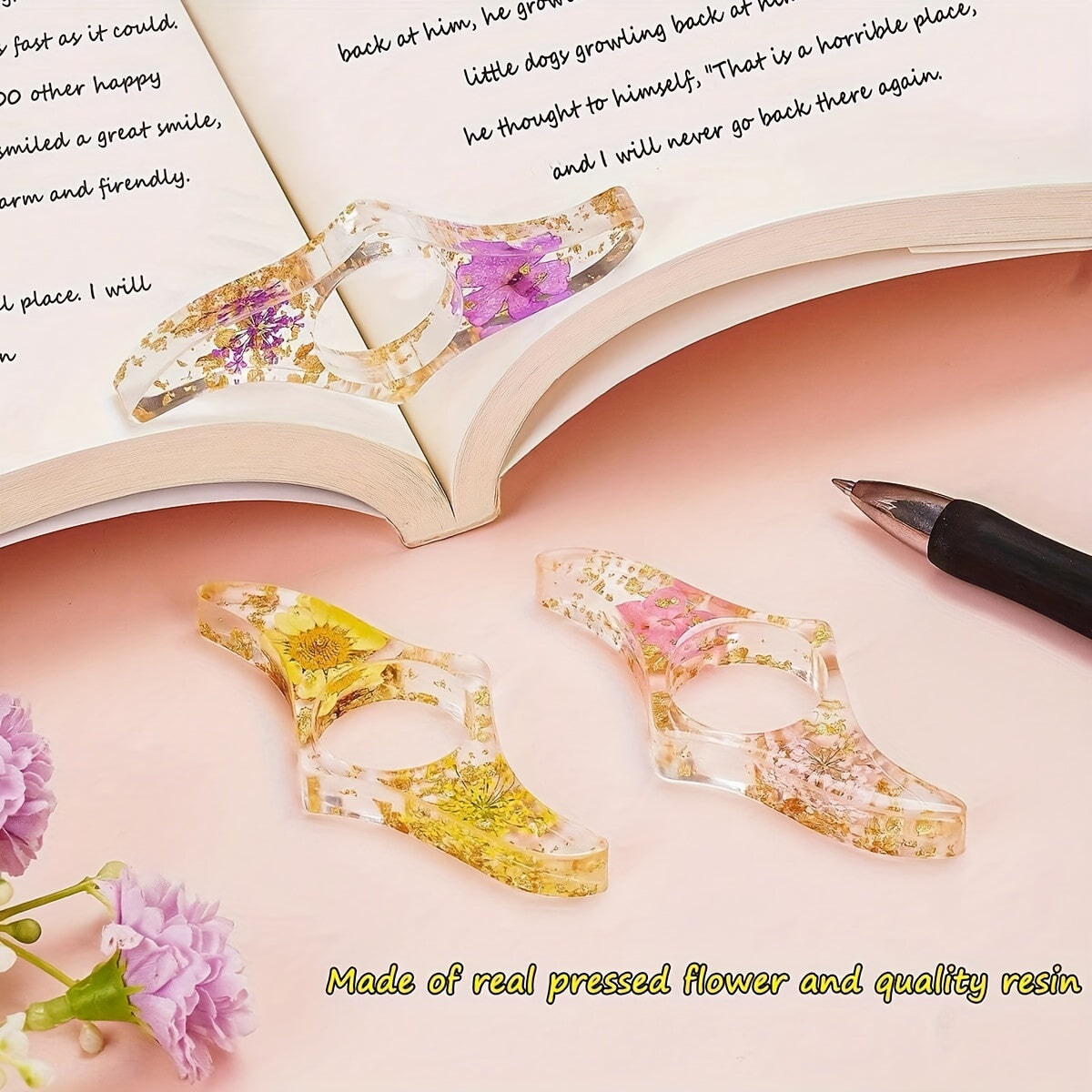 Resin Bookmark Dried Flower Thumb Book Support