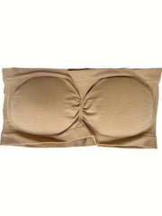 3 Pack Plus Size Basic Bandeau Set Women's Plus Solid Tube Bra 3pcs Set