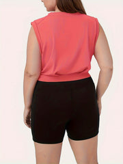 Solid Round Neck Crop Running Fitness Tank Top