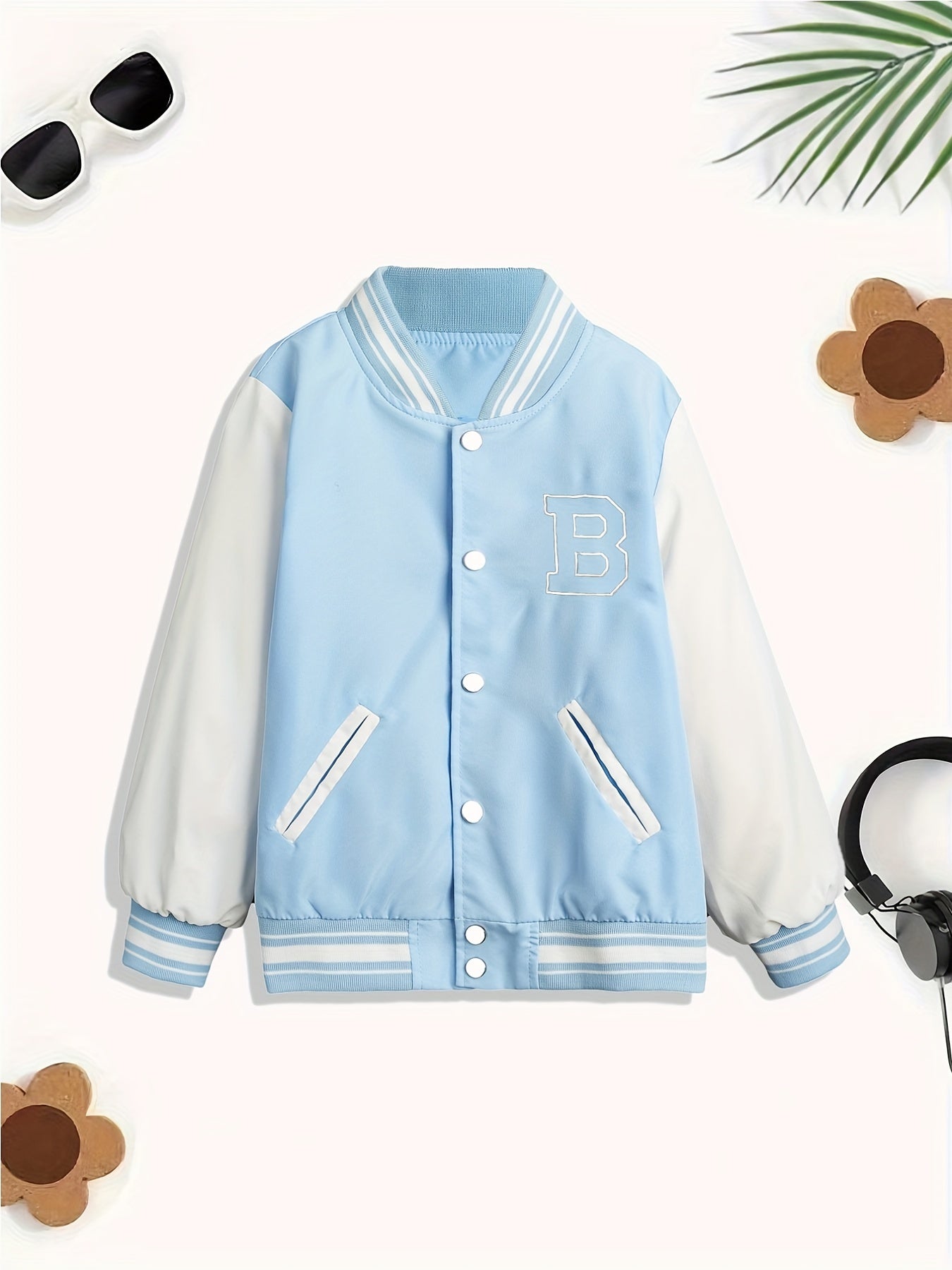 Unisex Kid's Varsity Jacket Zip Pockets for Boys & Girls