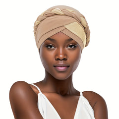 Braided Laser Turban Cap Solid Cross Head Wrap Hijab Chemo Hats