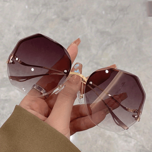Round Rimless Sunglasses Gradient UV400 Sun Shades For Party Beach
