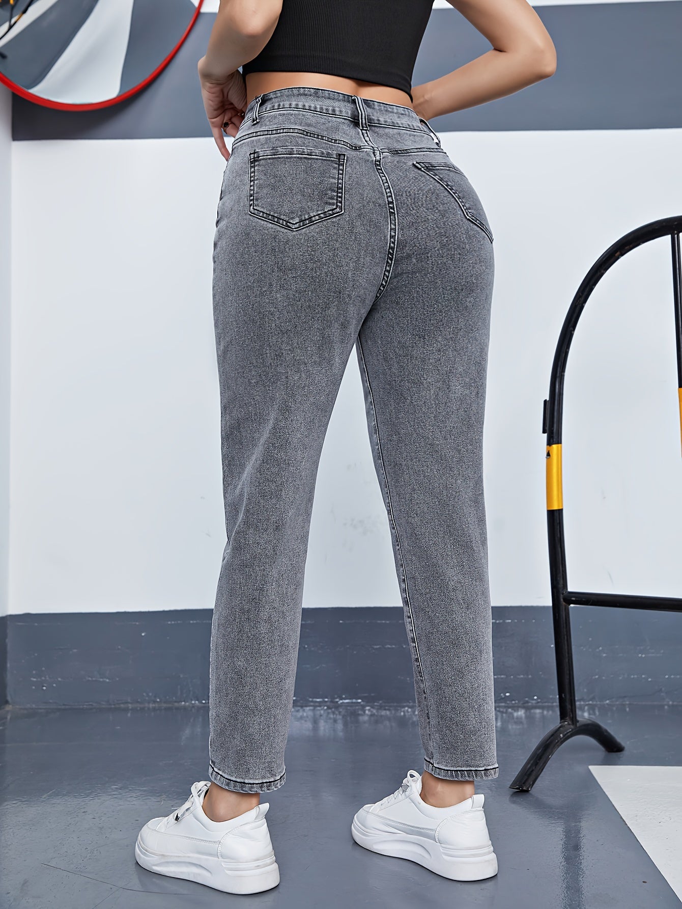 High Rise Tapered Leg Jeans