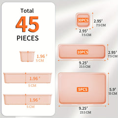 45pcs Plastic Drawer Organizer Set for Makeup Jewelry Utensils Gadgets