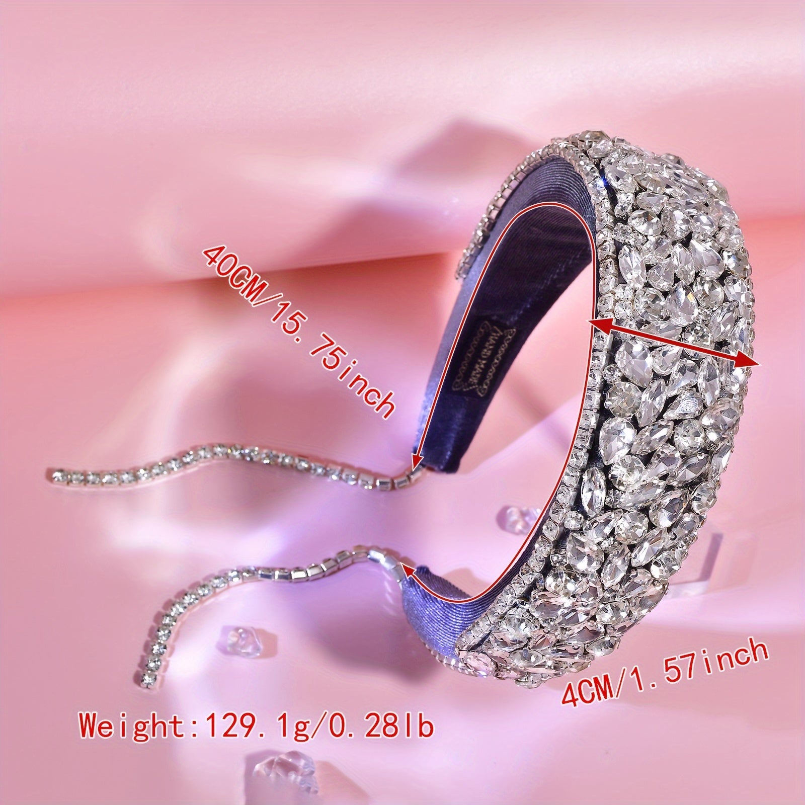 Vintage Velvet Headband Baroque Rhinestone Wide Headband for Festive Events A238