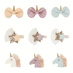Set of 2 Unicorn Bow Glitter Hair Clips for Girls