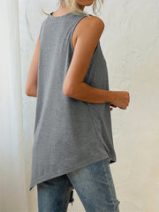 Asymmetrical Crew Neck Tank Top for Women