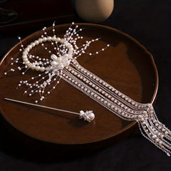 Faux Pearl Hair Tie Tassel Chinese Wedding Bride Accessories