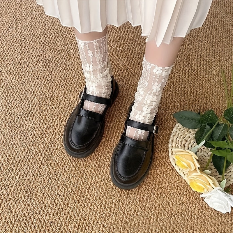 Floral Mesh Socks - Women's Mid Tube Stockings & Hosiery