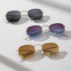 3pcs Metal Square Frame Sunglasses with Zipper Case