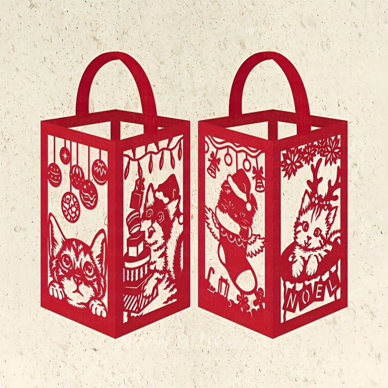 4pcs Metal Cutting Die 3D Lantern Christmas Animal Cut Die For Card Making