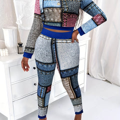 Stylish Block Pantsuits Two piece Set