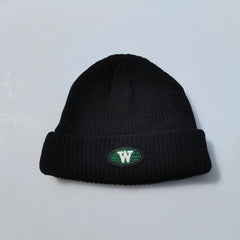 Embroidery Beanie Solid Knit Hat Unisex Windproof Warm Skull Cap