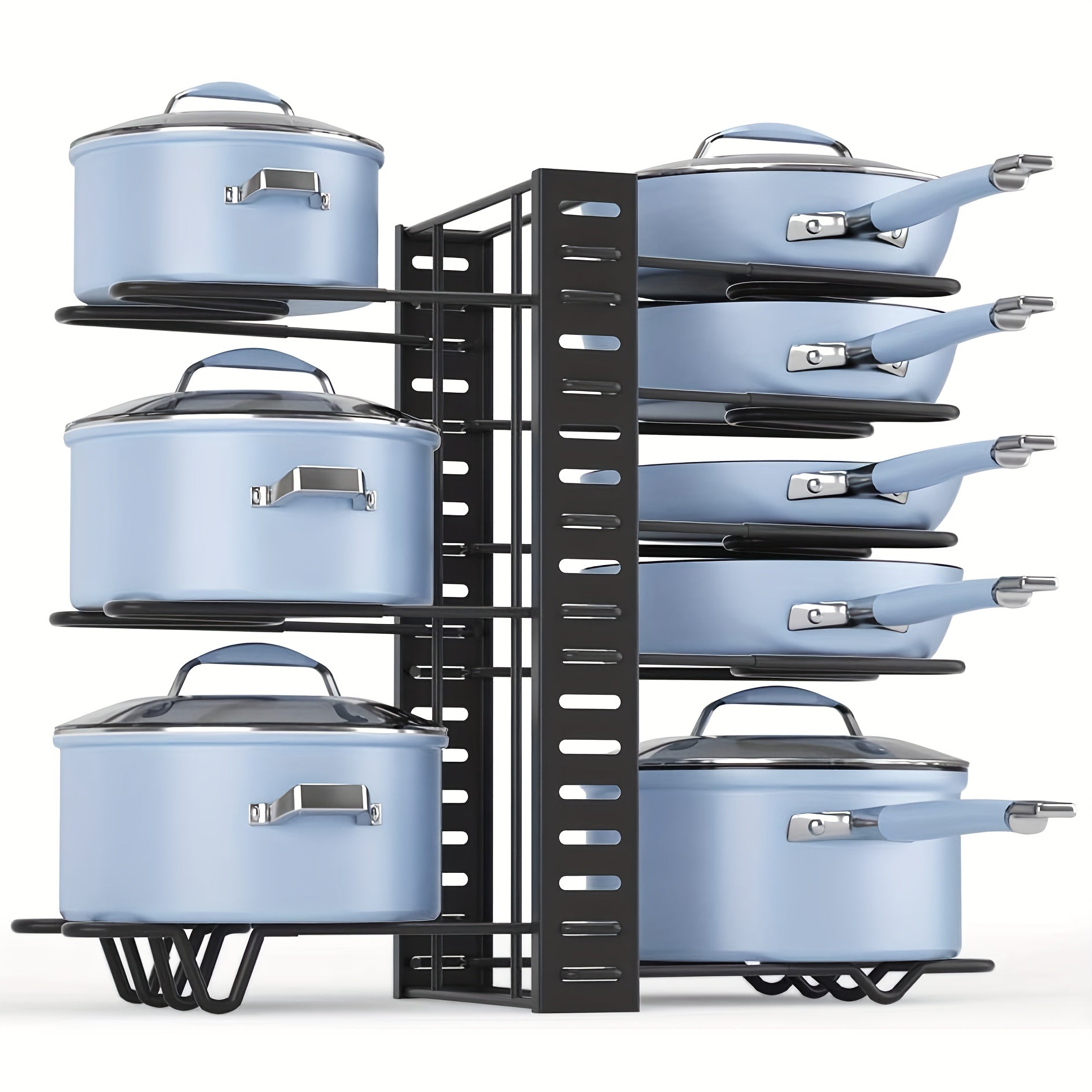 Adjustable Dividers Pot And Pan Organizer Foldable 8 layer Storage Racks