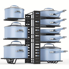 Adjustable Dividers Pot And Pan Organizer Foldable 8 layer Storage Racks