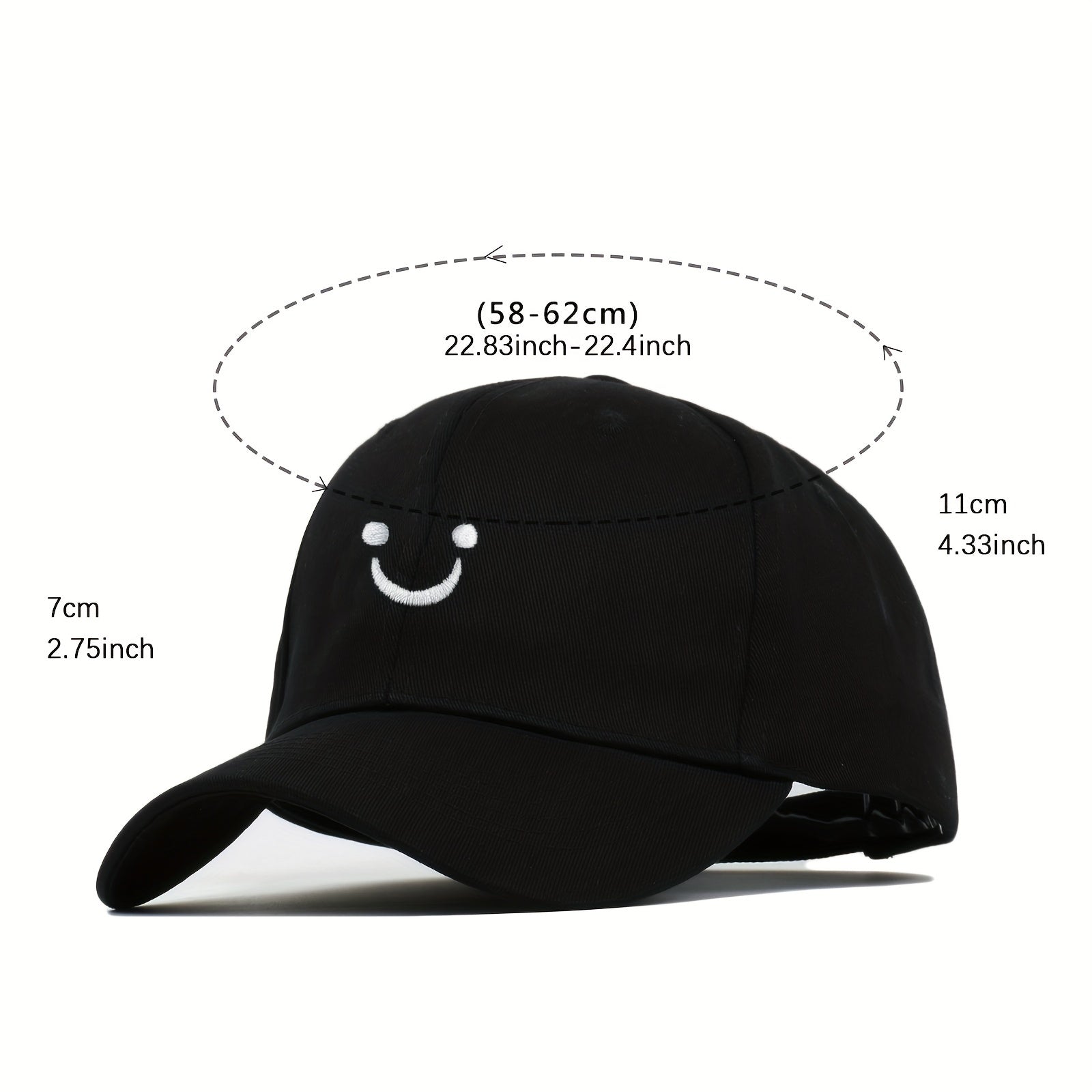 Happy Face Embroidery Baseball Cap Summer Sun Hat for Couple