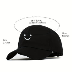 Happy Face Embroidery Baseball Cap Summer Sun Hat for Couple