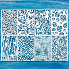 8pcs Reusable Texture Painting Stencil Crocodile Parquet Cross Section