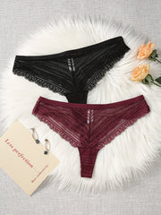2 Pack Plus Size Lace Trim Breathable Briefs Set