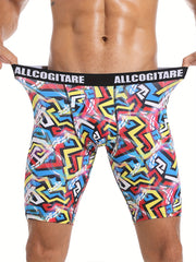 Men's Swim Boxers Geometric Print Hawaii Style Swimsuit Shorts