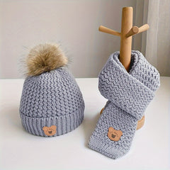 Kids Hat and Scarf Set, Warm Knitted Winter Hat and Neck Warmer