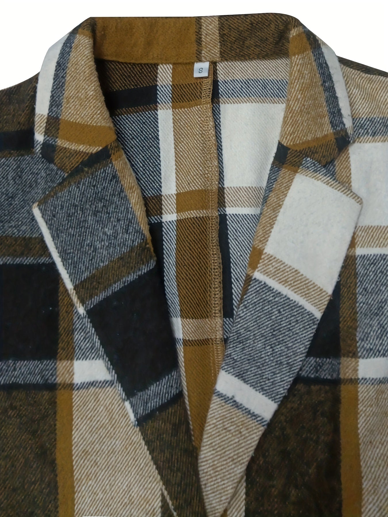 Plaid Print Lapel Blazer Casual Single Breasted Outerwear