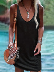 Casual V Neck Sleeveless Tank Dress for Spring & Summer