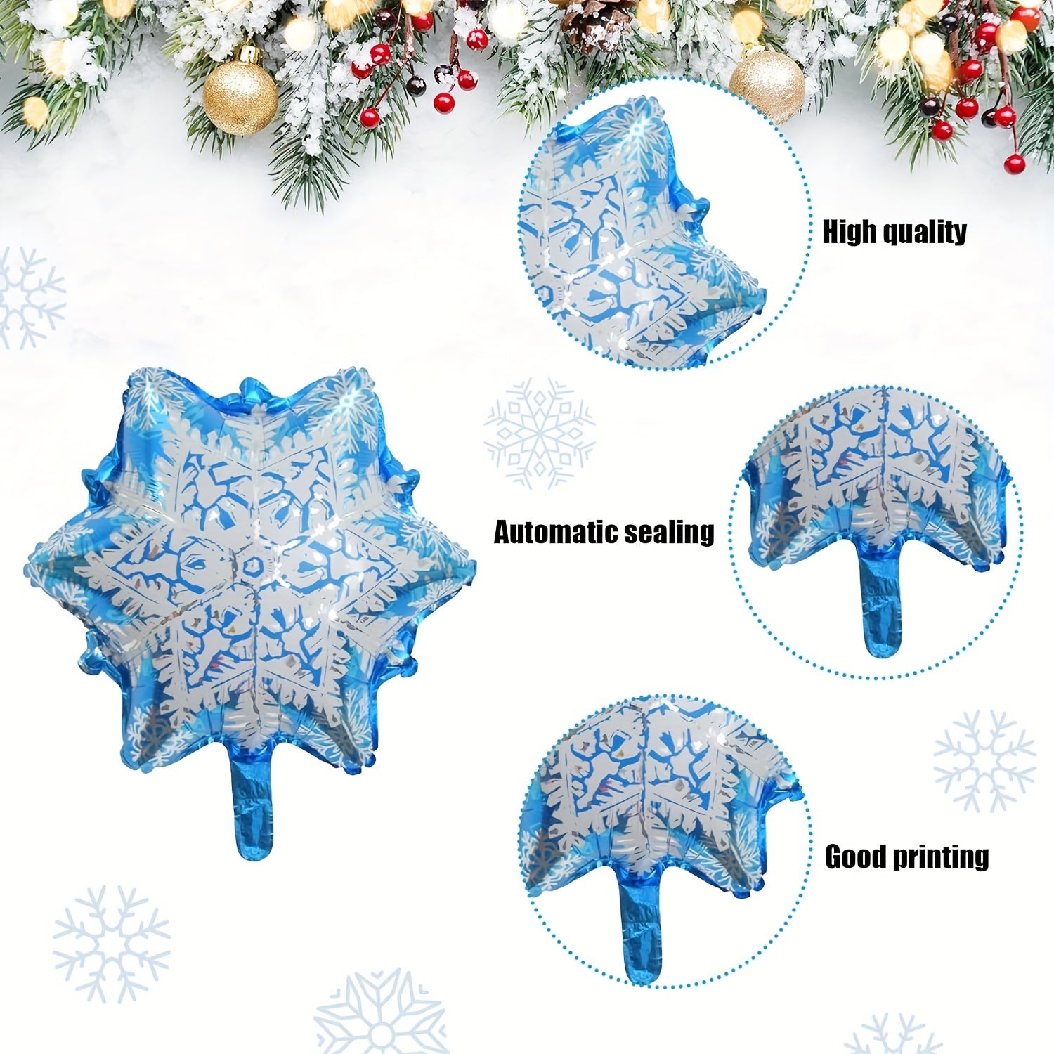 10pcs Large Snowflake Foil Balloons Christmas Snowflake Balloons