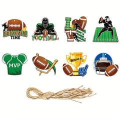 8pcs American Football Rugby Ornaments with Twine for Home Party Decor