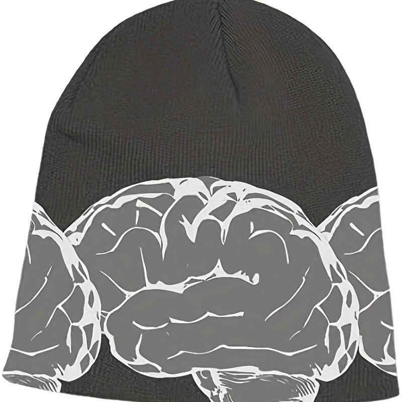 Y2K Brain Jacquard Beanie Candy Skull Cap Hip Hop Knitted Hat Warm Ski Hat