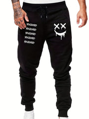 Smile Face Print Drawstring Sweatpants Men's Casual Joggers