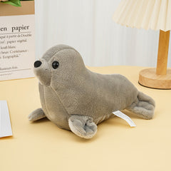 Gray Sea Lion Plush Toy Realistic Stuffed Animal Doll Home Decor