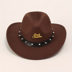 Vintage Western Cowboy Woolen Hat British Belt Jazz Top Hat