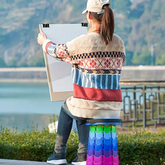Rainbow Telescopic Stool Adjustable Height 400lbs Camping Fishing Hiking BBQs