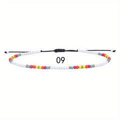 10pcs Colorful Rice Beads Anklet Set Boho Style Bracelet for Women