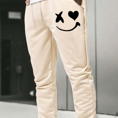 Men's Smile Print Sports Trousers Joggers Pants