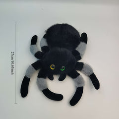 Plush Spider Toy with Colorful Eyes Soft Fluffy & Grey Body Long Legs Home Decor