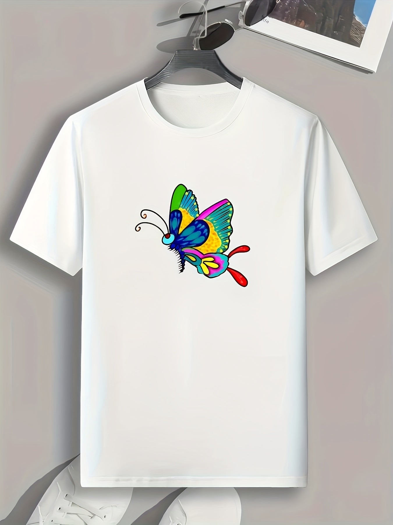 Men's Butterfly Print Sports T-shirt - Outdoor Fitness Clothing