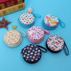 Kids Cartoon Print Round Coin Purse Mini Zipper Storage Box