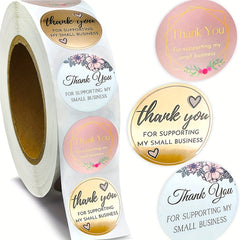 500 Pcs Thank You Flower Stickers for Baking Packaging Envelope Seals