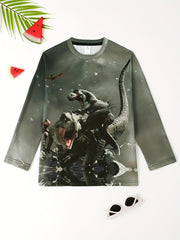 3D Dinosaur Print Kid's Pullover Long Sleeve Top for Boys